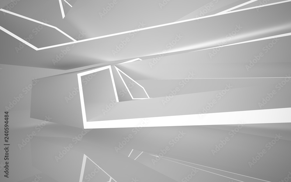 Abstract white interior of the future, with neon lighting. 3D illustration and rendering Abstract white interior of the future, with neon lighting. 3D illustration and rendering