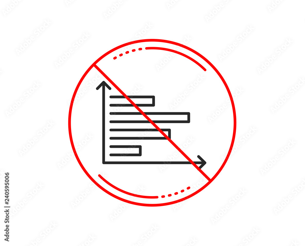 No or stop sign. Horizontal chart line icon. Column graph sign. Market analytics symbol. Caution prohibited ban stop symbol. No icon design. Vector No or stop sign. Horizontal chart line icon. Column graph sign. Market analytics symbol. Caution prohibited ban stop symbol. No icon design. Vector