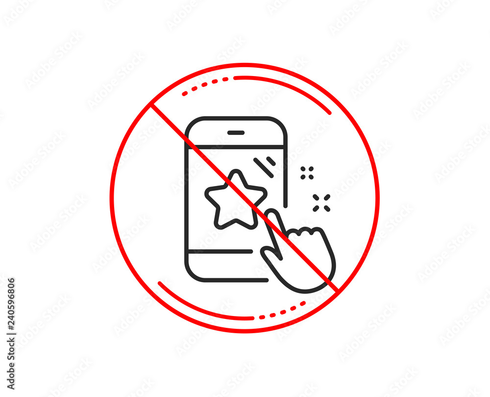 No or stop sign. Star rating line icon. Feedback phone sign. Customer satisfaction symbol. Caution prohibited ban stop symbol. No icon design. Vector No or stop sign. Star rating line icon. Feedback phone sign. Customer satisfaction symbol. Caution prohibited ban stop symbol. No icon design. Vector