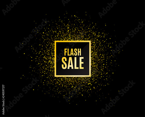 Gold glitter banner. Flash Sale. Special offer price sign. Advertising Discounts symbol. Christmas sale background. Abstract shopping banner tag. Template for design. Flash vector