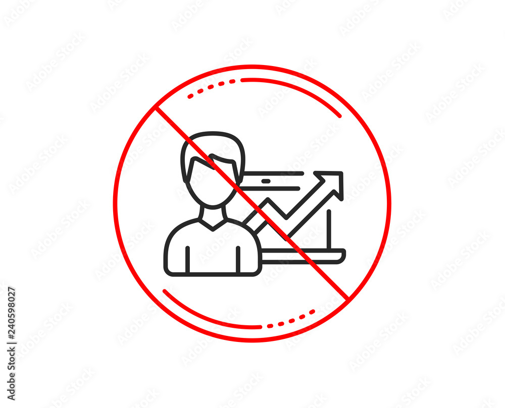 No or stop sign. Business results line icon. Growth chart sign. Caution prohibited ban stop symbol. No icon design. Vector No or stop sign. Business results line icon. Growth chart sign. Caution prohibited ban stop symbol. No icon design. Vector
