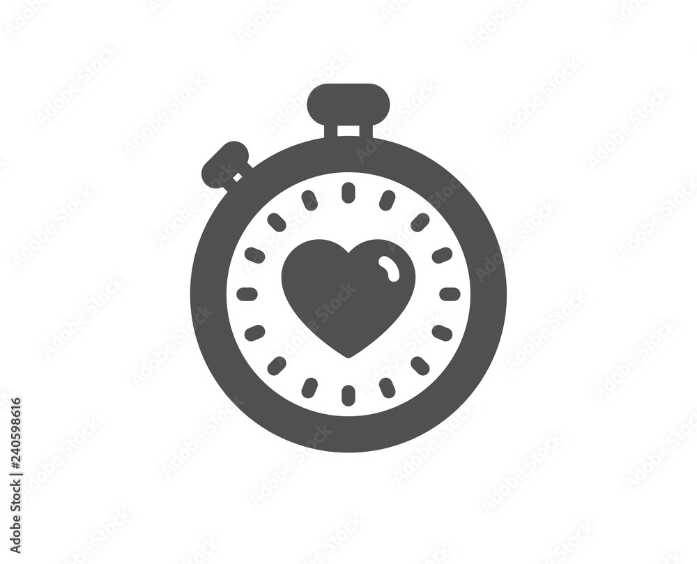 Heart in Timer icon. Love symbol. Valentines day stopwatch sign. Quality design element. Classic style icon. Vector Heart in Timer icon. Love symbol. Valentines day stopwatch sign. Quality design element. Classic style icon. Vector