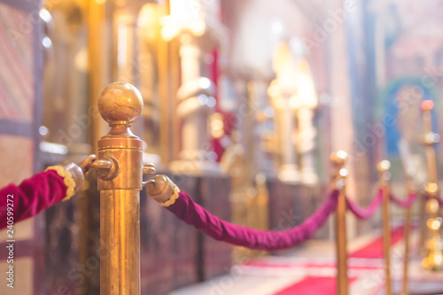 Red barrier belt in museum