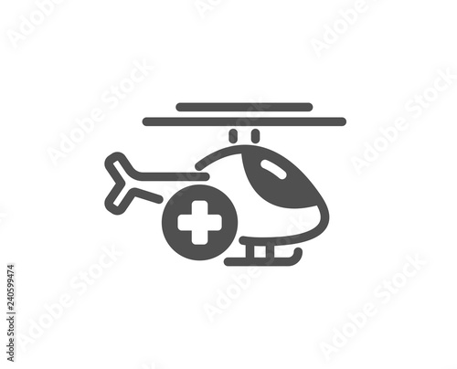 Medical helicopter icon. Emergency sky transport sign. Quality design element. Classic style icon. Vector