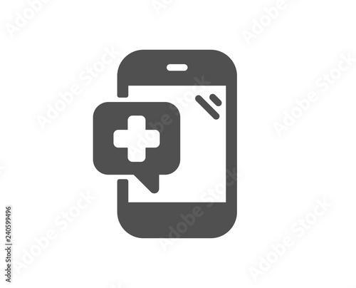 Medicine phone icon. Mobile medical help sign. Quality design element. Classic style icon. Vector