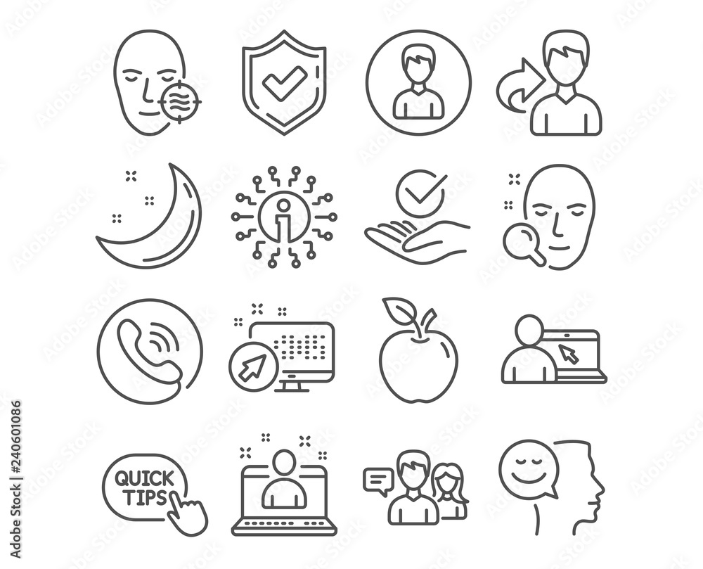 Set of Person, Online education and Quick tips icons. Problem skin, Best manager and Good mood signs. Face search, Approved and People talking symbols. Edit profile, Internet lectures, Helpful tricks Set of Person, Online education and Quick tips icons. Problem skin, Best manager and Good mood signs. Face search, Approved and People talking symbols. Edit profile, Internet lectures, Helpful tricks