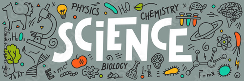 Science doodles with lettering 