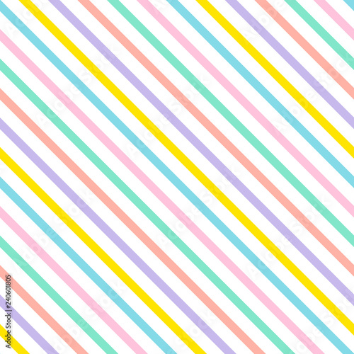 multicoloured diagonal stripes seamless pattern, flat vector, retro summer design