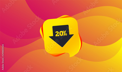 20% sale arrow tag sign icon. Discount symbol. Special offer label. Wave background. Abstract shopping banner. Template for design. Vector