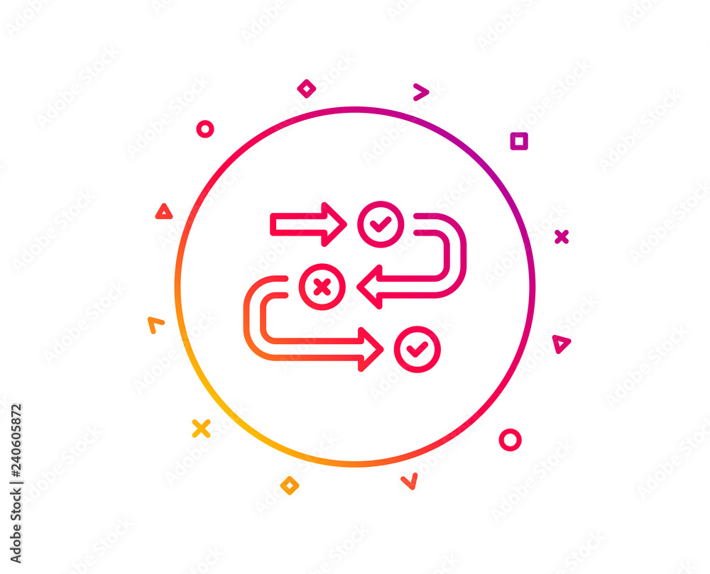 Survey progress line icon. Quiz algorithm sign. Business interview symbol. Gradient pattern line button. Survey progress icon design. Geometric shapes. Vector Survey progress line icon. Quiz algorithm sign. Business interview symbol. Gradient pattern line button. Survey progress icon design. Geometric shapes. Vector