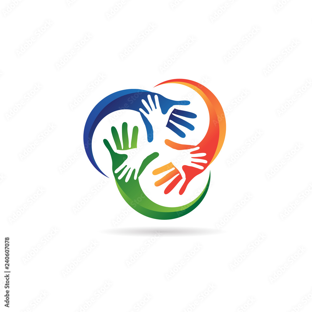 Colorful Hand Charity Logo Template Symbol Sign Icon Colorful Hand Charity Logo Template Symbol Sign Icon