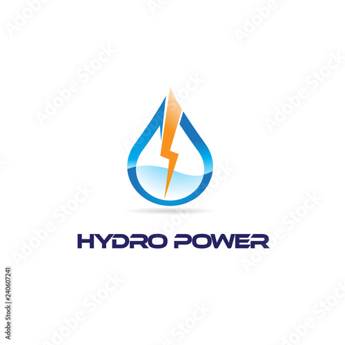 Water Drop With Fast Lighting Bolt Logo Sign Symbol Icon