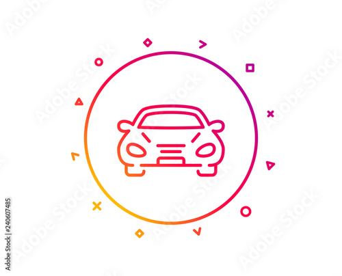 Car transport line icon. Transportation vehicle sign. Driving symbol. Gradient pattern line button. Car icon design. Geometric shapes. Vector