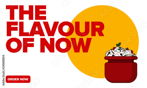 Biryani Vector Illustration. Veg Biryani Pot. Indian/Mughlai traditional rice dish. Biryani ad template