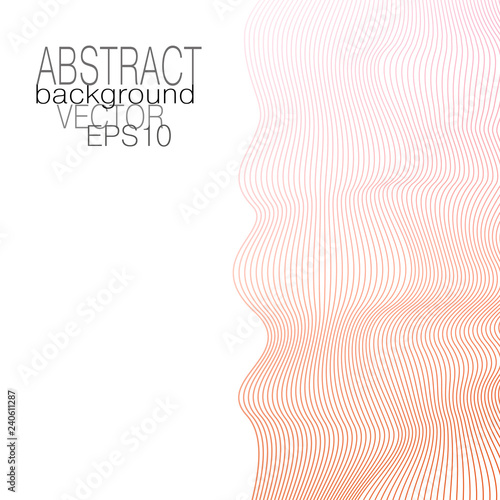 Layout with vertical squiggle lines. Pale orange, cream colored gradient. Abstract waves on white background. Vector template for poster, leaflet, booklet, cover, flyer, invitation. EPS10 illustration