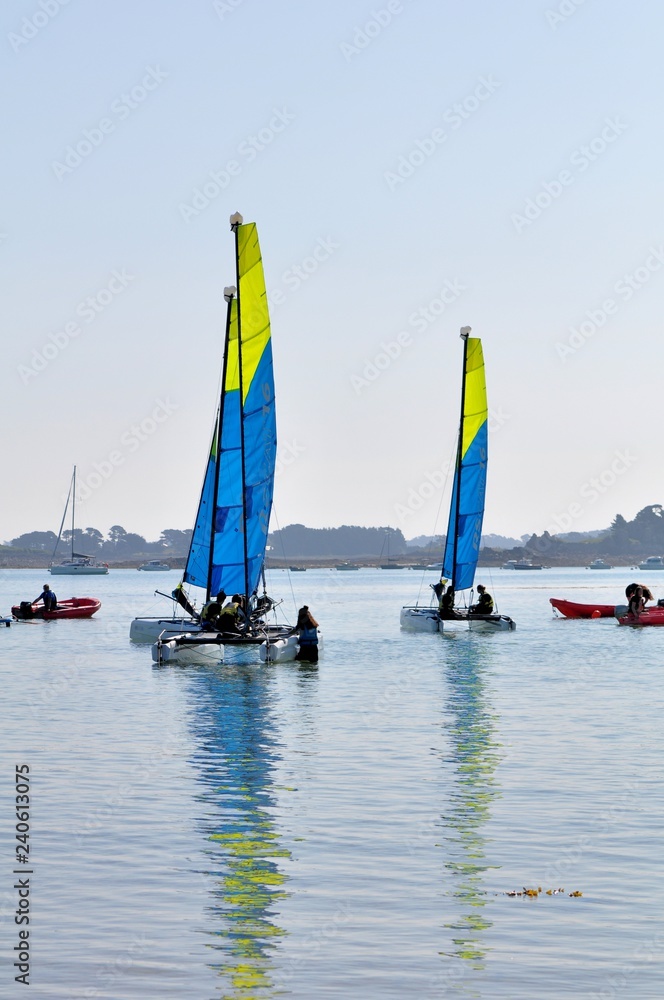 Cours de l'école de voile à Port-Blanc Penvénan en Bretagne Photos | Adobe  Stock