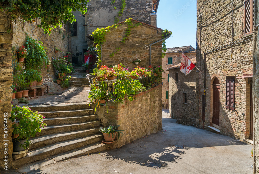 Passignano sul Trasimeno, idyllic village  overlooking the Trasimeno Lake. Umbria, Italy. - obrazy, fototapety, plakaty 