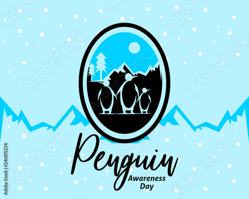 Penguin awareness day vector illustration
