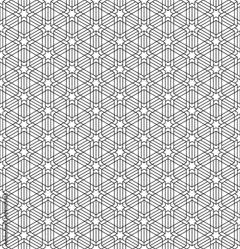 Seamless abstract pattern based on Japanese ornament Kumiko.Black and white.