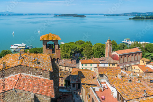 Passignano sul Trasimeno, idyllic village  overlooking the Trasimeno Lake. Umbria, Italy.