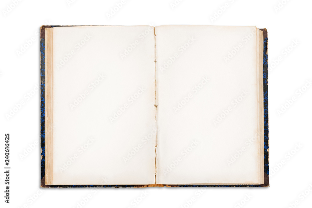 Old open book with blank pages isolated with clipping path Old open book with blank pages isolated with clipping path