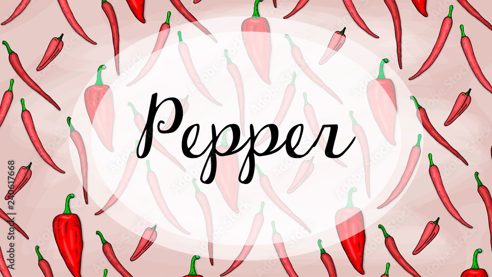 Obraz premium Vector Illustration of sweet and spicy pepper sketch style pattern
