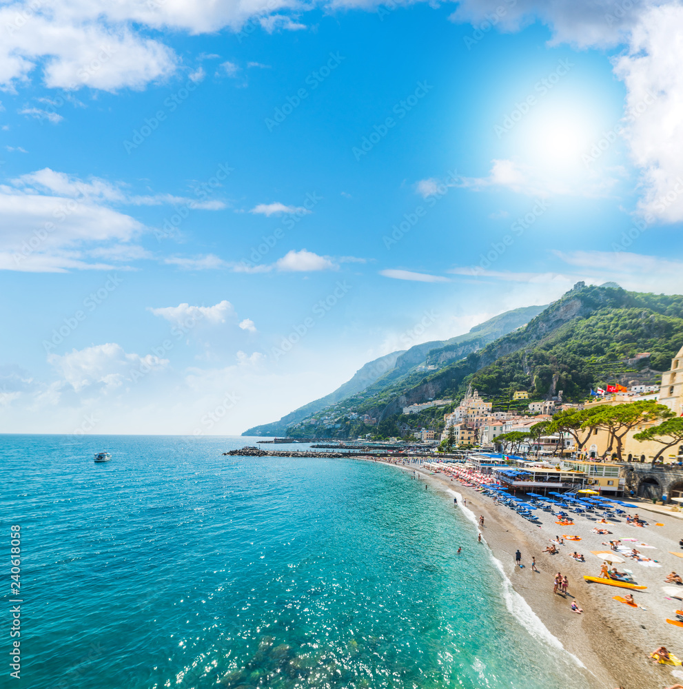 World famous Amalfi coast on a sunny summer day