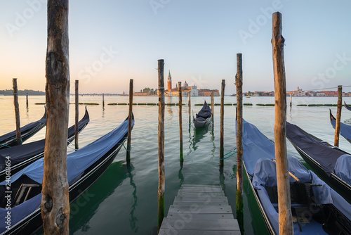 Moored gondolas in the morning © Givaga
