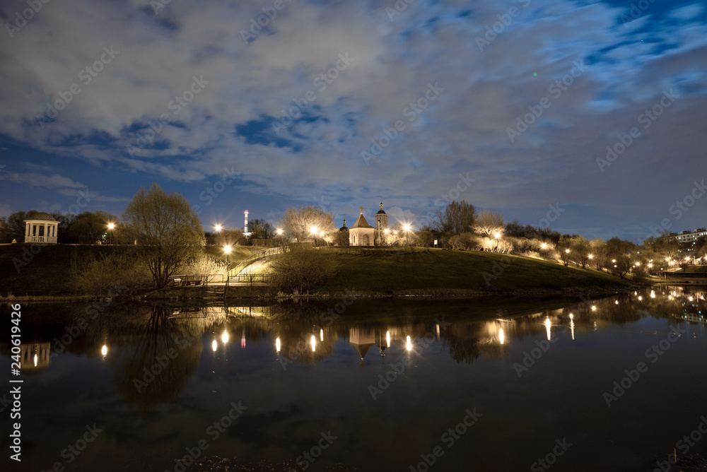 Naklejka premium night lake, long exposure