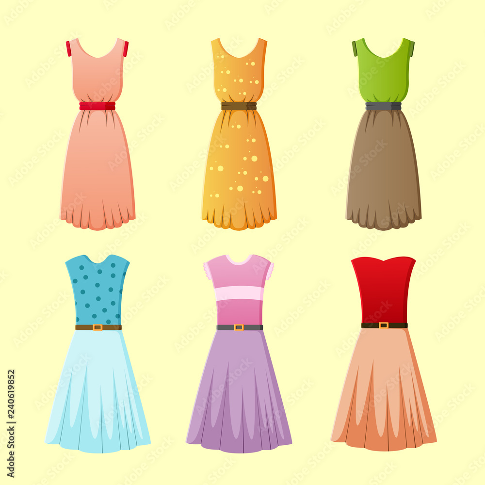 Women's dress collection vector illustration Women's dress collection vector illustration