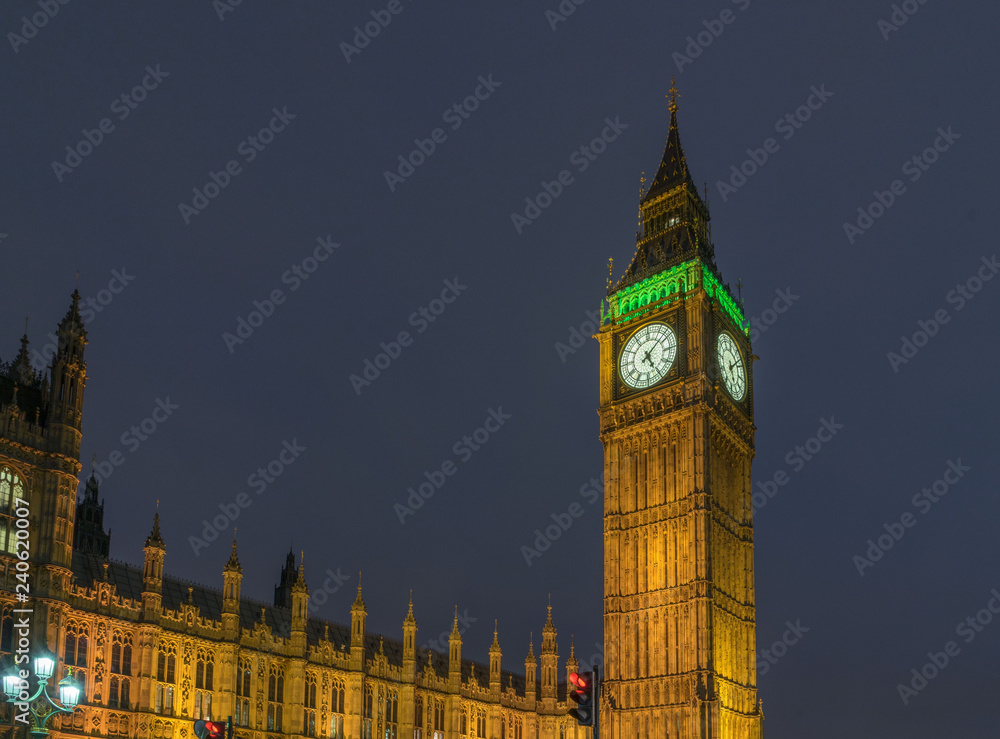 big ben and houses of parliament in london at night