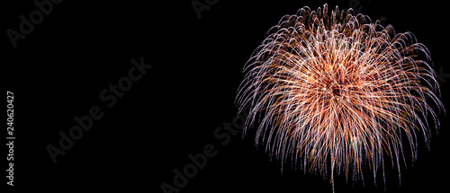 Real Fireworks, long exposure, cropped and close up with copy space