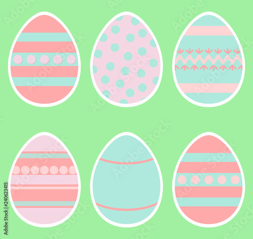 Colored easter eggs set vector