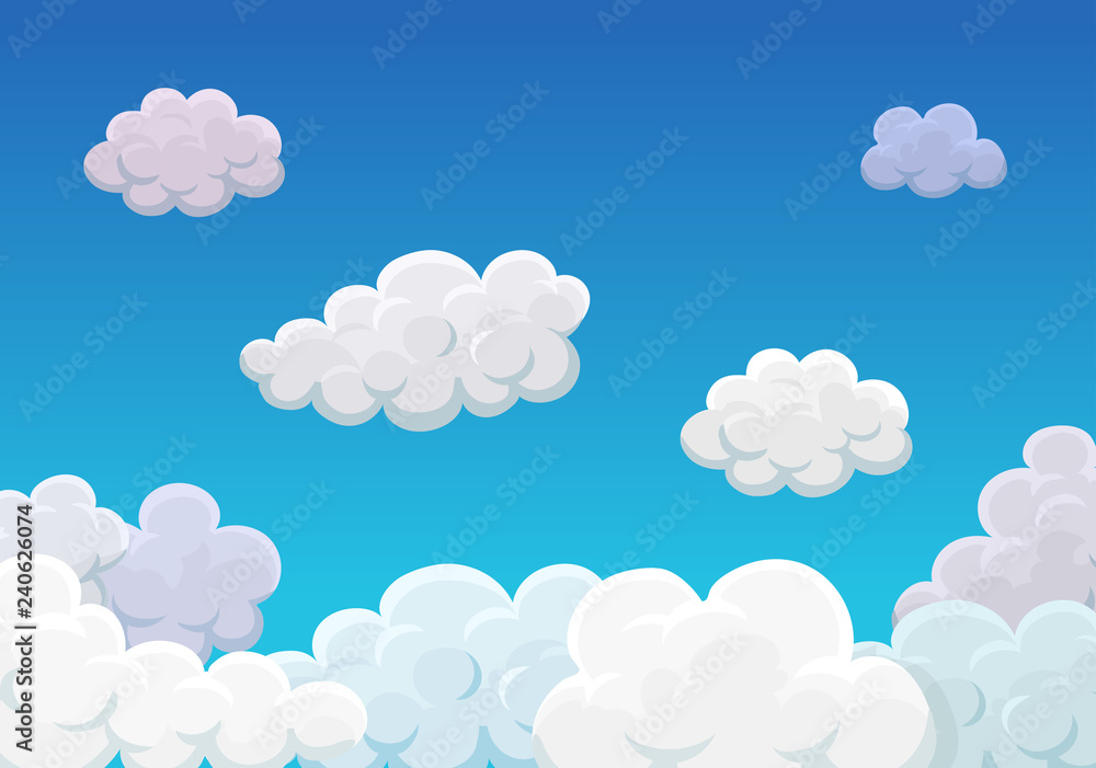 Clouds over blue sky cartoon background vector illustration Clouds over blue sky cartoon background vector illustration
