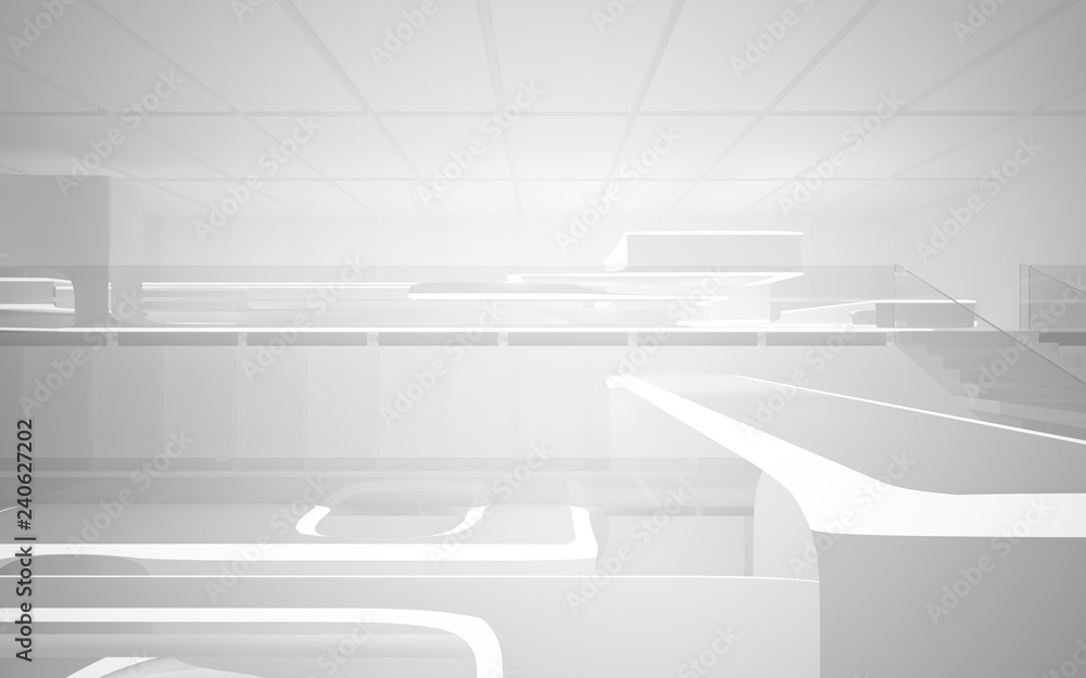 White smooth abstract architectural background. Night view with illumination. 3D illustration and rendering White smooth abstract architectural background. Night view with illumination. 3D illustration and rendering