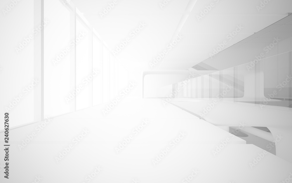 Fototapeta premium White smooth abstract architectural background. 3D illustration and rendering