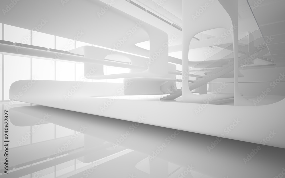 Obraz premium White smooth abstract architectural background. 3D illustration and rendering