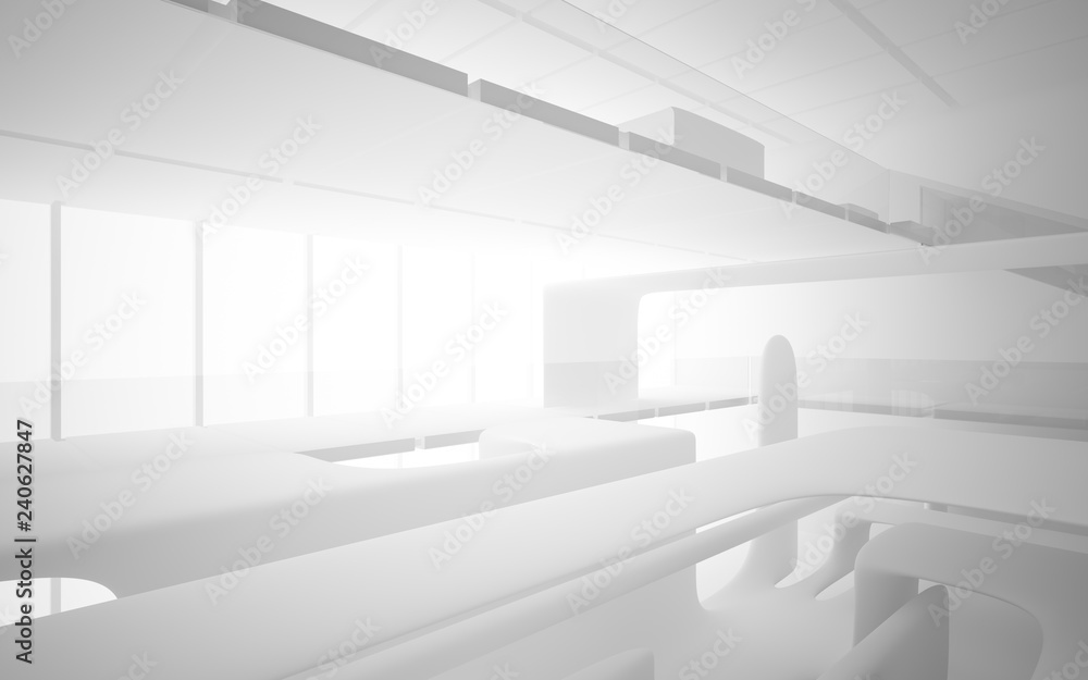 Fototapeta premium White smooth abstract architectural background. 3D illustration and rendering