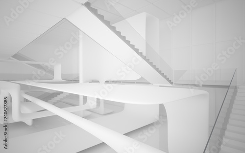 White smooth abstract architectural background. 3D illustration and rendering