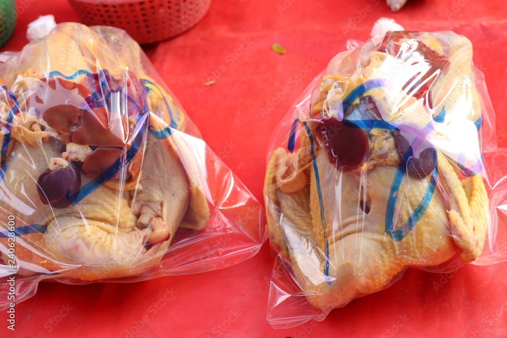 Fototapeta premium Fresh chicken at the market