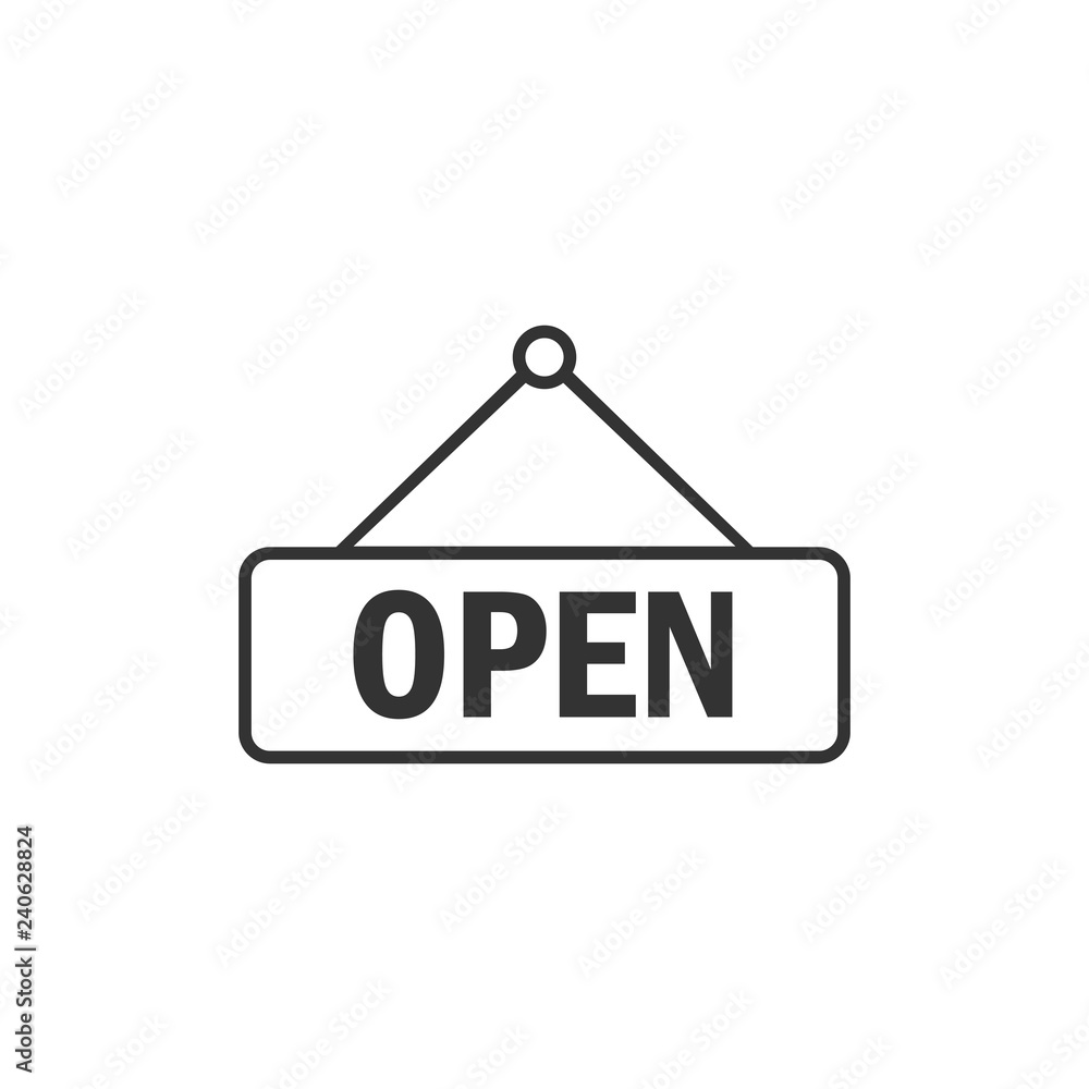 Open sign icon. Vector illustration, flat design. Open sign icon. Vector illustration, flat design.