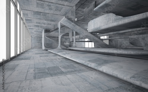 Fototapeta Naklejka Na Ścianę i Meble -  Empty dark abstract concrete smooth interior . Architectural background. 3D illustration and rendering