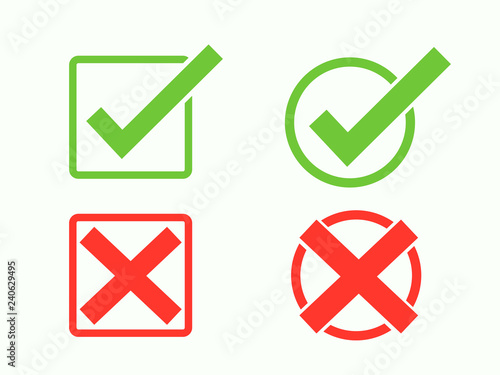 Symbols accept and reject or right and wrong for voting.