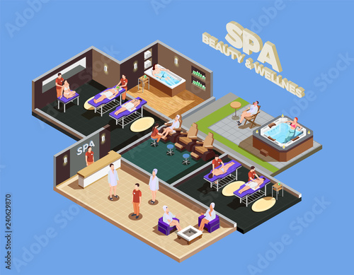Spa Center Isometric Composition