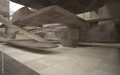 Empty dark abstract concrete smooth interior . Architectural background. 3D illustration and rendering