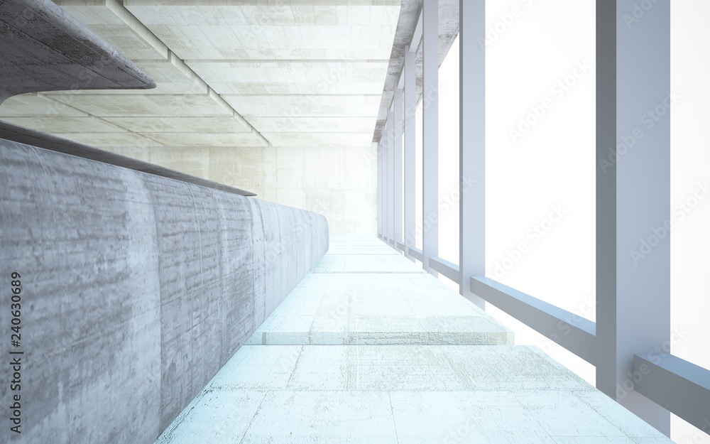 Fototapeta premium Empty dark abstract concrete smooth interior . Architectural background. 3D illustration and rendering