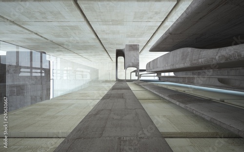 Empty dark abstract concrete smooth interior . Architectural background. 3D illustration and rendering