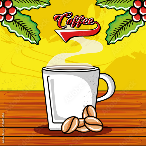 delicious cup of coffee in wooden table