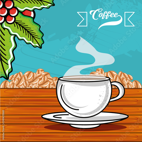 delicious cup of coffee in wooden table