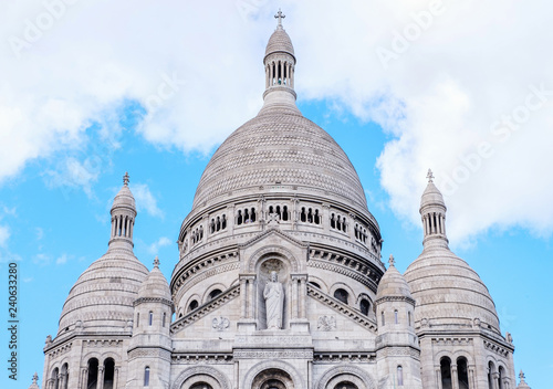 Close up shot to Sacre Coeur Basilica in Paris photo